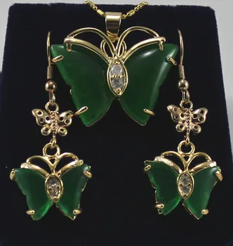 

Hot sell good ~~ favourite green jade Butterfly earrings &pendant