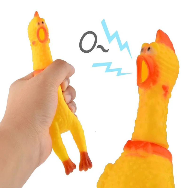 32/17cm Children's Jokes Novelty Rubber Squeeze Pet Dog Toy Yellow Sound Screaming Shrilling Chicken Funny Toys for Kids | Игрушки и
