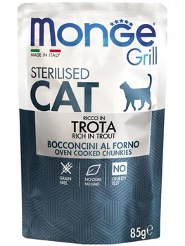 

MONGE MONGE STERILISED CAT GRILL POUCH for adult neutered cats and neutered cats with trout 85 g