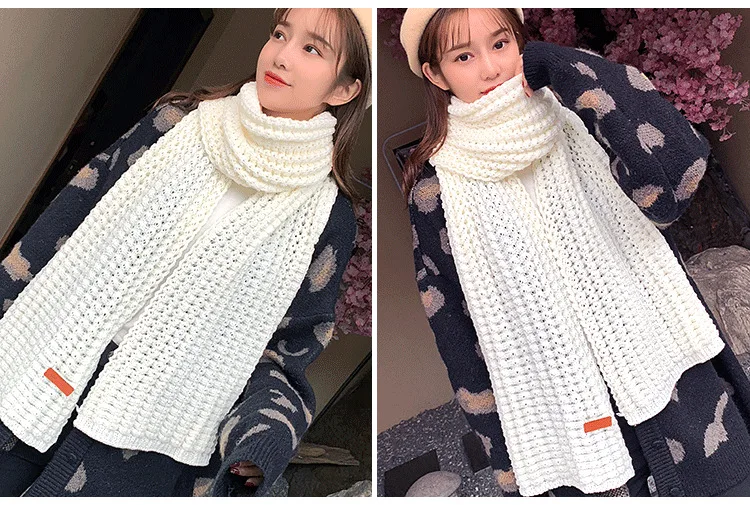 Зимний шарф, модный Женский вязаный длинный шарф для женщин и девушек, винтажная большая шаль, мягкая теплая Толстая Пашмина