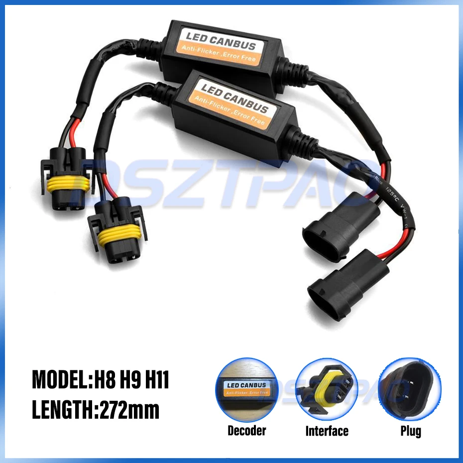 Led lights led bulbs led headlights led car lights led car headlights 2pcs H4 H7 H8 H11 9005 HB3 9006 HB4 LED Bulb Decoder Resistor 50w Canbus Error Canceller Wire Harness Adapter for Car Headlight