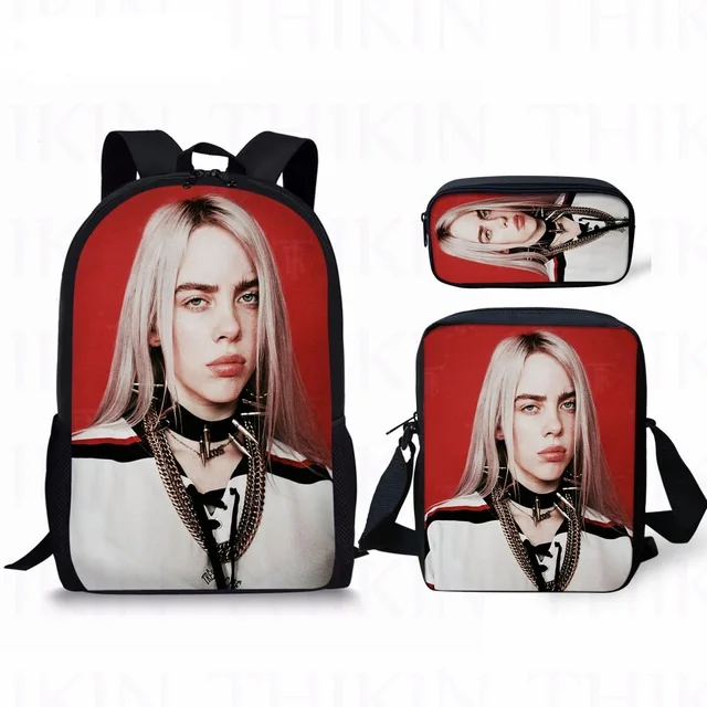 17 дюймов Billie Eilish принт школьные сумки для подростков крутая модная одежда для девочек 3 шт./компл. дети девочки школьные рюкзаки Повседневное Mochilas - Цвет: as pictures
