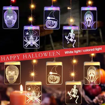 

1.5m Pumpkin Skull Ghost Spider Pendant Halloween Party USB LED Stringed Lights Skull&Pumpkin&Spider&Ghost Design Christmas