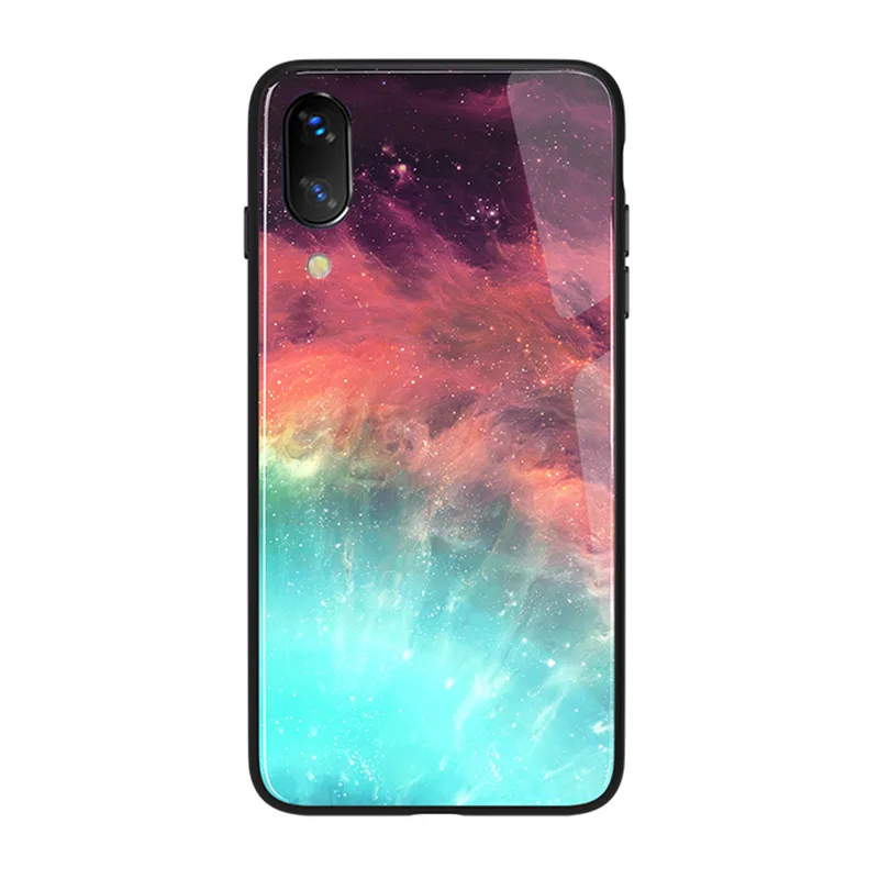 Стеклянный чехол для iPhone XS Max XR X 8 11 Pro Max, силиконовый тонкий чехол, закаленное стекло, звездное небо, для iPhone 8, 7 Plus, 6, 6 S, 8 Plus, 11 Pro - Цвет: 02