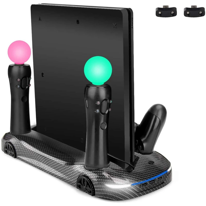 Вертикальная подставка для PS4 Pro/Slim с двойным охлаждающим вентилятором, PS Move charger/Dual контроллер зарядная станция, 3 концентратор usb-порт