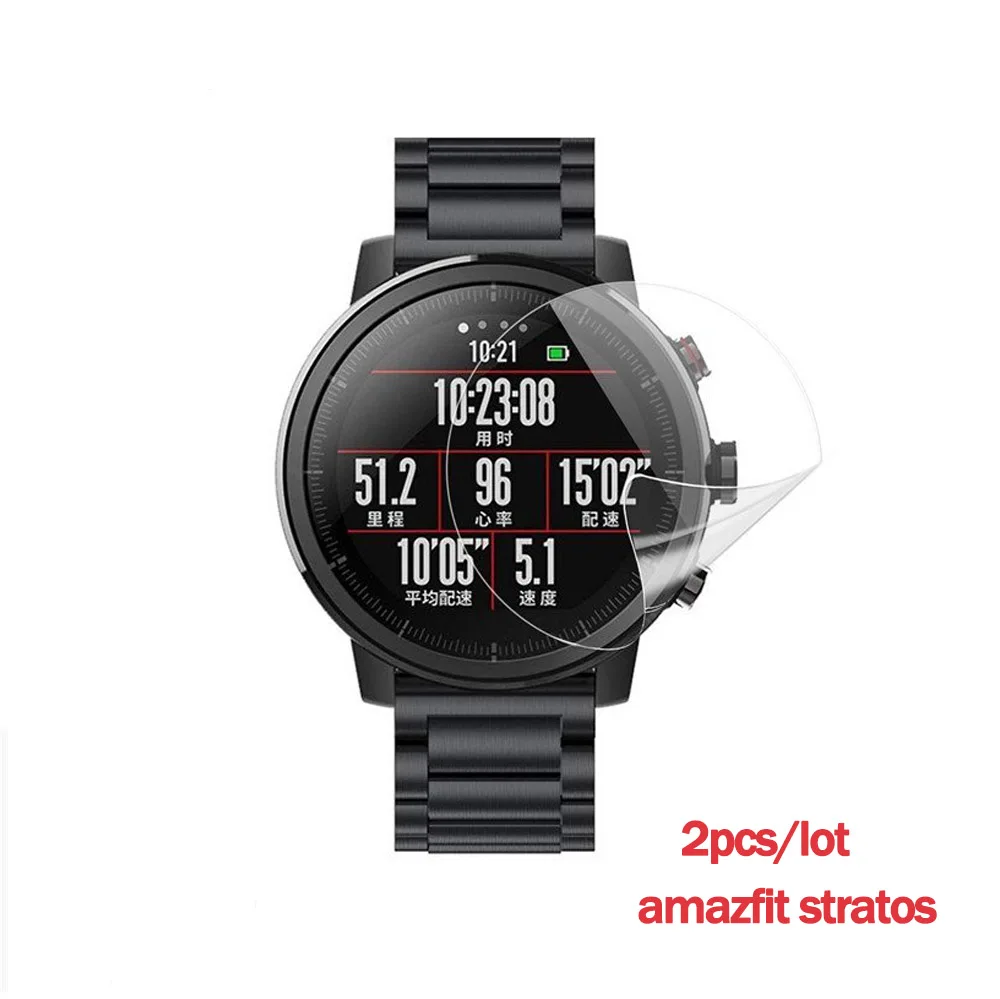 For amazfit stratos 2 шт Мягкий протектор для Huami Amazfit Verge/Bip, Stratos Pace Смарт-часы прозрачная/матовая защитная пленка для экрана не закаленное стекло - Цвет: For amazfit stratos