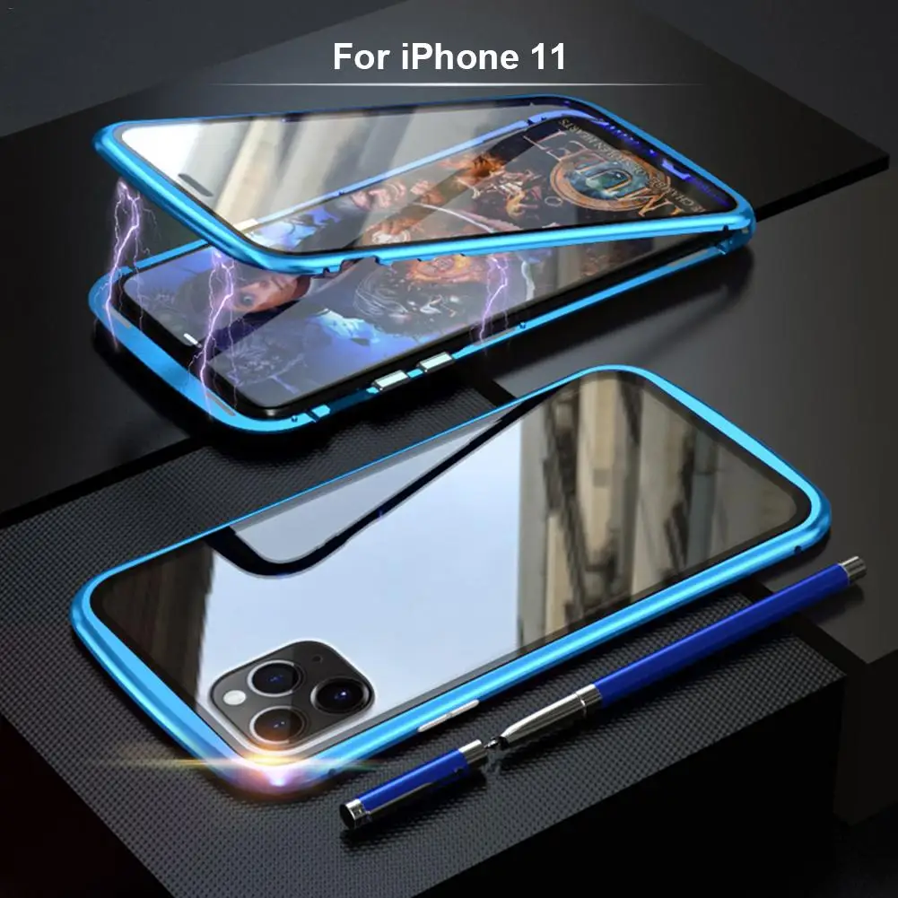 Чехол для телефона для iPhone 11 Pro Max, защитный чехол, закаленное стекло, чехол для iPhone 11 11Pro, Магнитный чехол, аксессуары