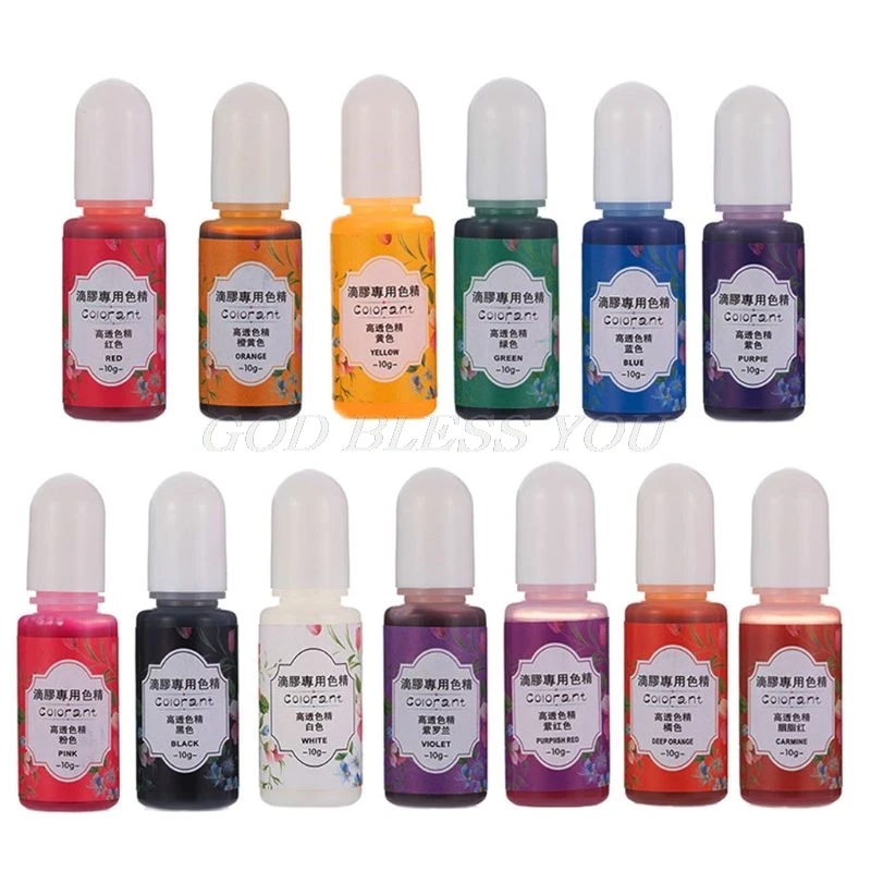 13 Colors Epoxy UV Resin Coloring Dye Liquid Epoxy Pigment Resin Colorant Fading Resistance10ml Translucent Pigment