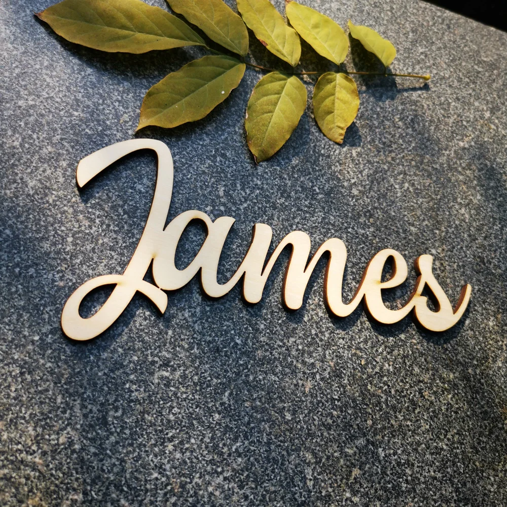 Personalized Wood Name sign Baby Child Family Script Nursery Wall Decor,Custom Children Name table sign Wall Decor Wooden Letter (3)