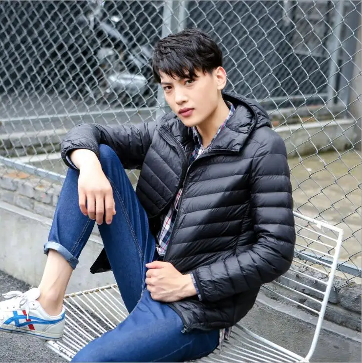 COGOXO Brand Autumn Winter Light Down Jacket Men's Fashion Hooded Short Large Ultra-thin Lightweight Youth Slim Coat H1