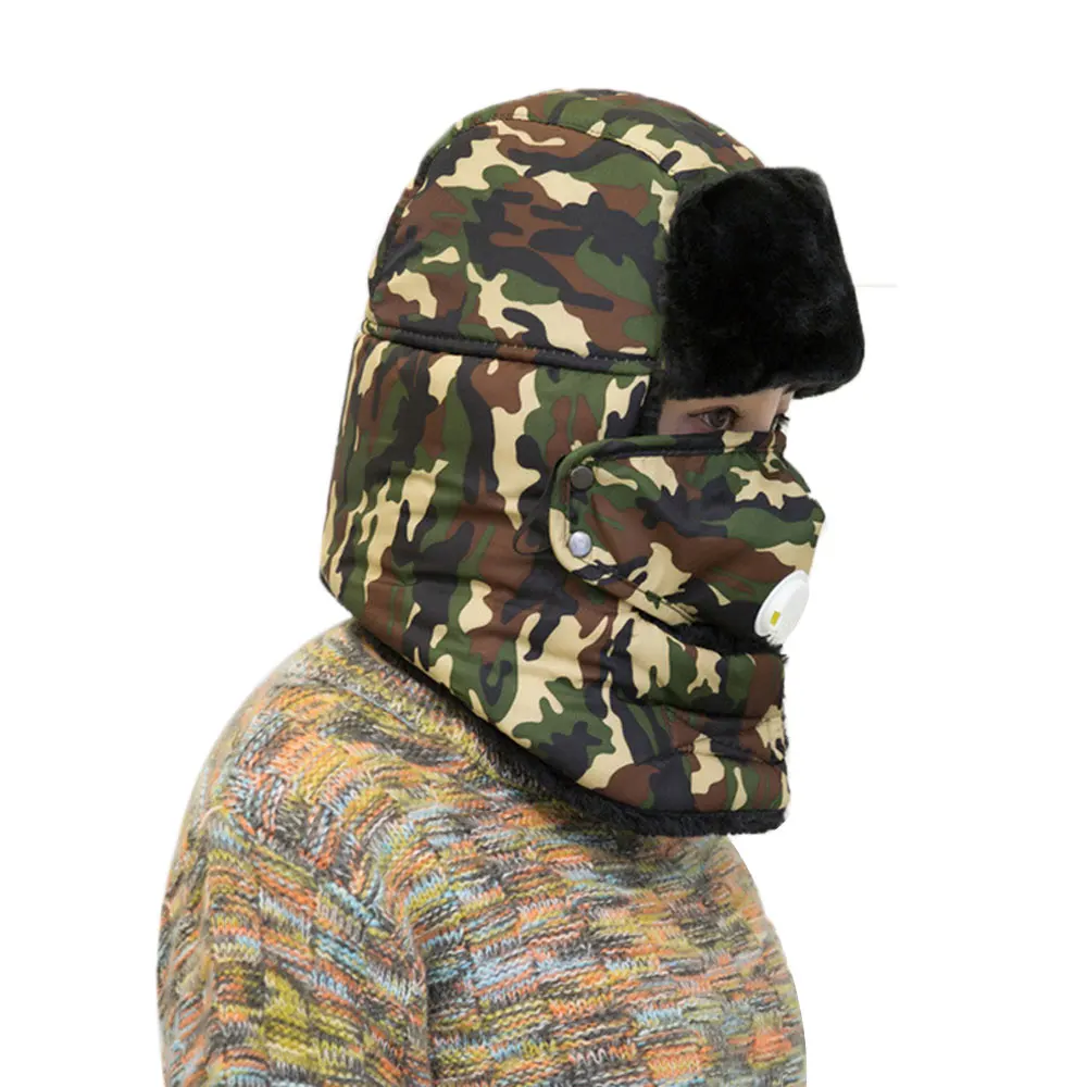 Men Ski Hat Earflap Warm Portable Cossack Cap Trapper Women Durable Fur Snow Cap Winter Trooper Breathing Valve