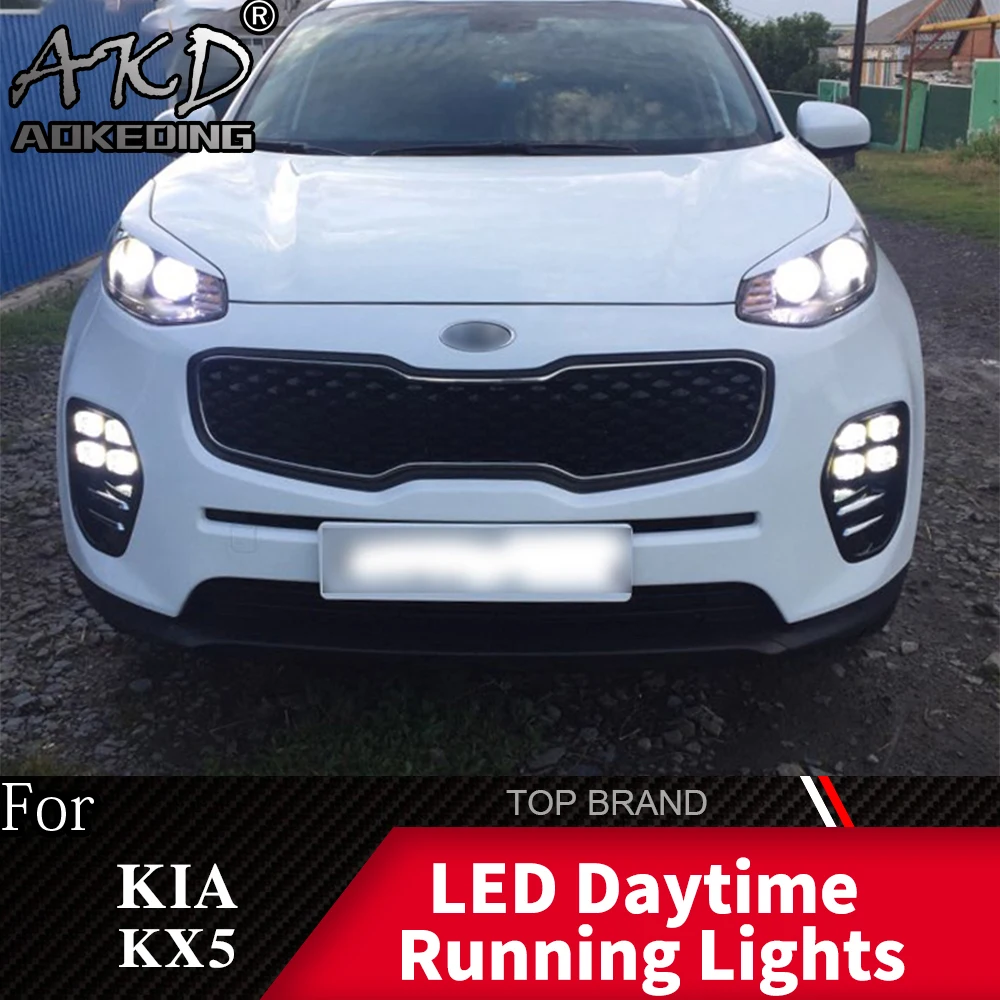 AKD 2 шт. Светодиодный дневной ходовой свет для Kia Sportage KX5 Plug& Play Водонепроницаемый ABS 12 В автомобиля DRL Противотуманные фары украшения