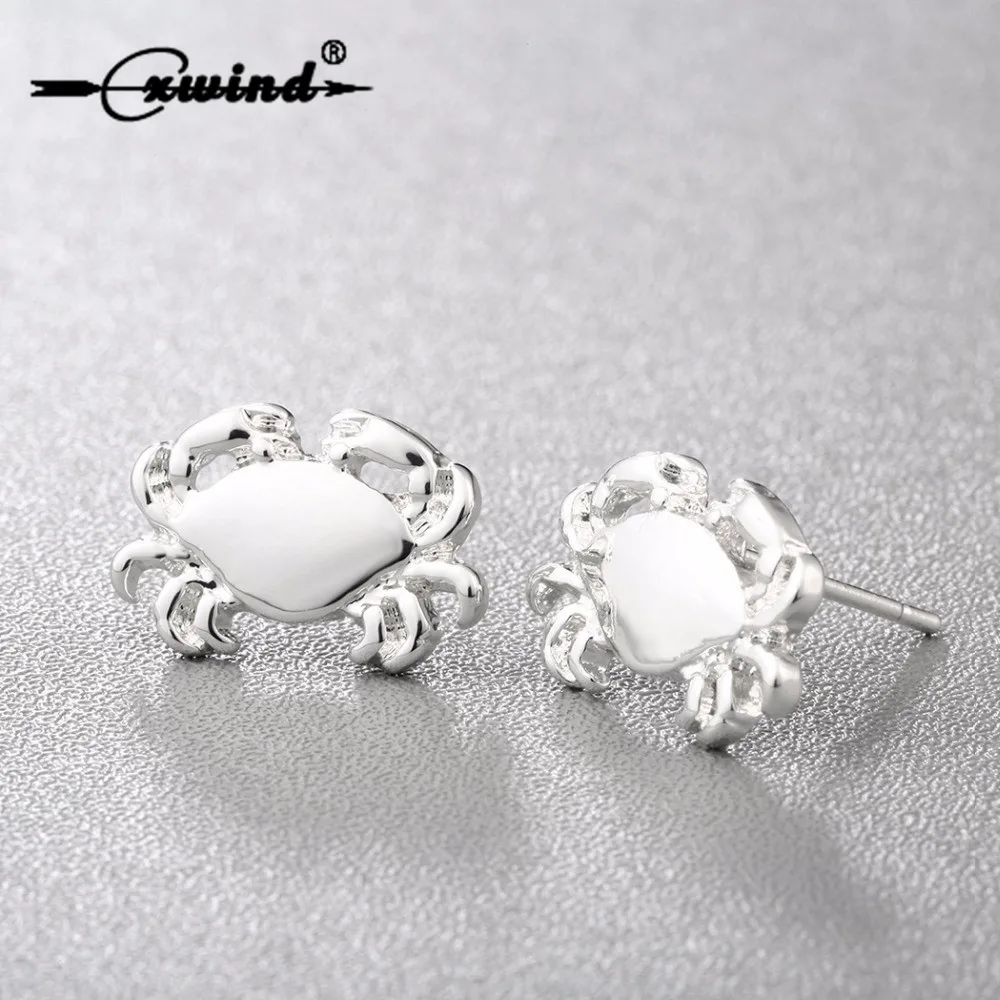 Cxwind Ocean Inspired Animal Crab Stud Earrings for Women 12 Constellation Zodiac Jewelry Fashion Women