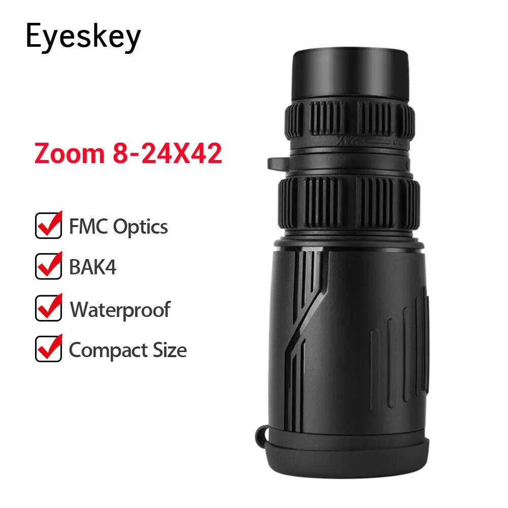 Eyeskey 8-24x42 Zoom Binoculars Telescope HD Scope FMC Optics + Smartphone Capturer Adapter Barcket