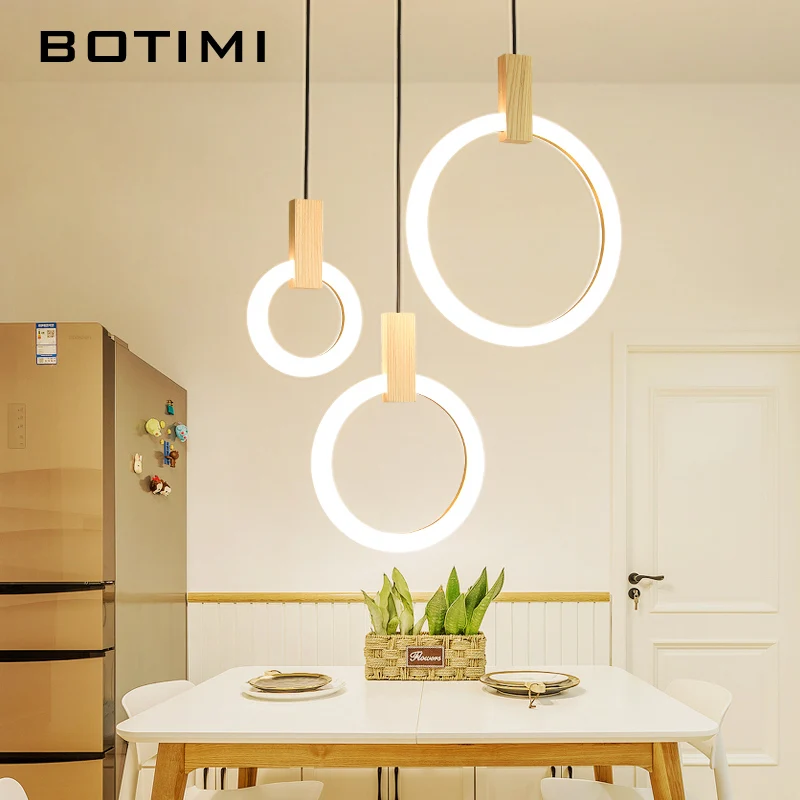 BOTIMI Rings 220V подвесной светильник s для столовой арт деко деревянный светодиодный подвесной светильник для лестницы Светильник для ресторана отеля