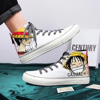 

2019 new high quality fashion casual doodle student breathable anime cartoon men's shoes canvas shoes sneakers tennis