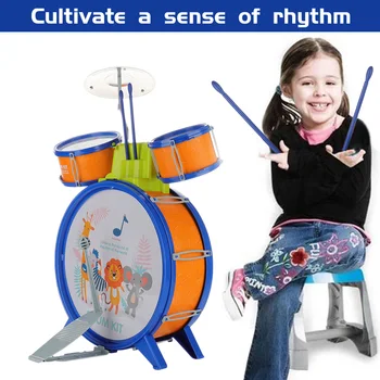 

Kids Musical Drum Instrument Toys 2 Drums Simulation Jazz Drum Kit with Drumstick Education Learn Music Toy for Children Hot