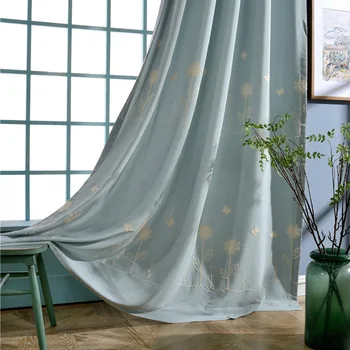 

Factory Direct Sale Curtain Cloth Modern Simple Polyester Cotton Embroidered Curtains for Living Room Bedroom