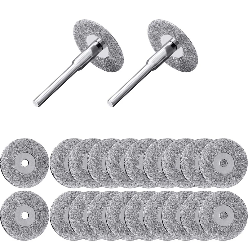 Hot 20 Pieces 22 Mm Diamond Cutting Wheel Cut Off Discs Coated Rotary Tools With 4 Pack Mandrel Rotary Tool For Drill Dremel