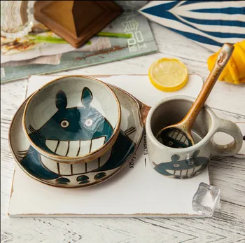

ceramics Dinnerware Bowl Dish Cartoon Rabbit Totoro Gift Kitchen Cooking Tools Accessory Household Tableware Home Decor