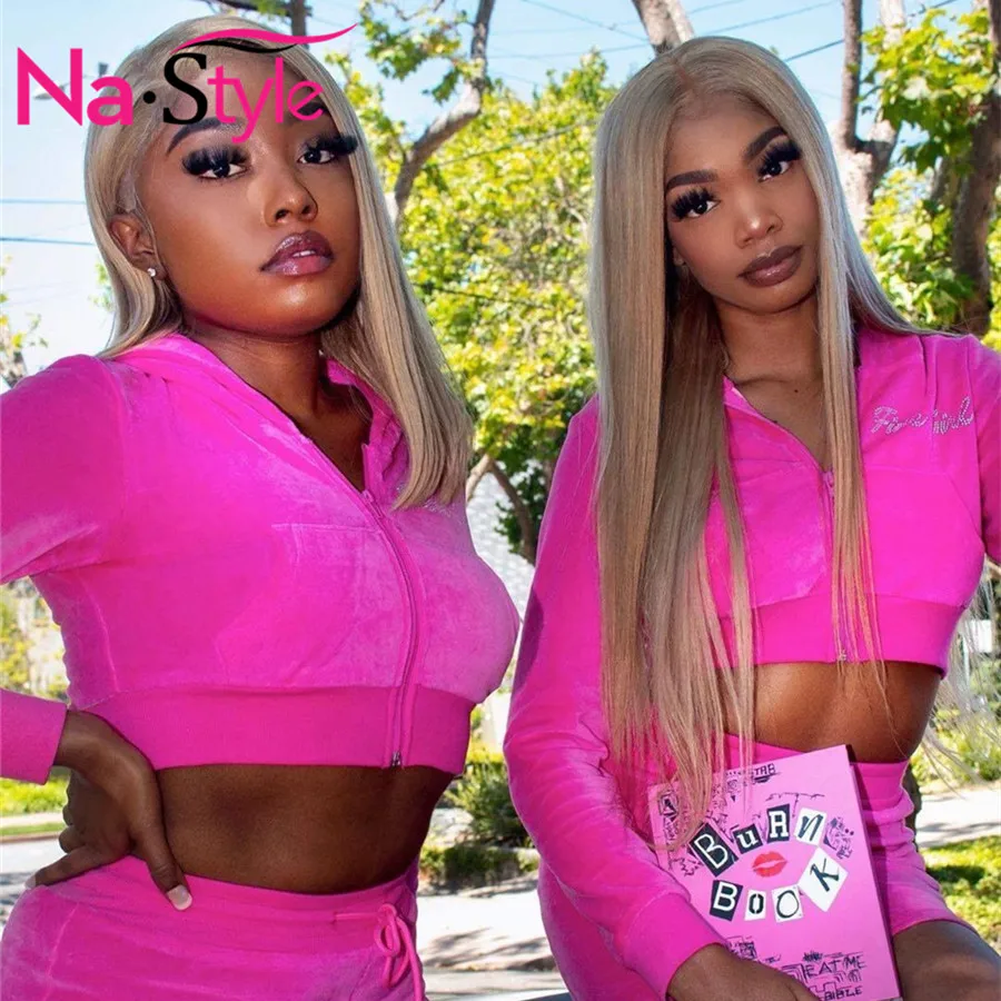 NAstyle Ash Blonde Lace Front Wig Human Hair Lace Wig Transparent Lace Wigs 613 Lace Frontal Wig Remy  Brazilian Wigs for Women