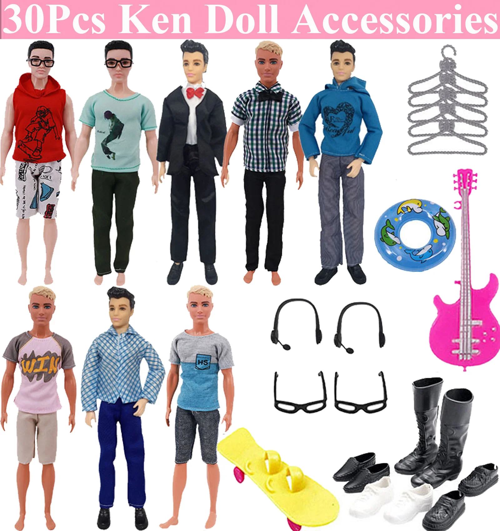 Ontwaken klei Tentakel 13pcs/set Ken Doll Clothes Freeshipping Glasses Shoes Hangers Guitar  Skateboard Headsets Accessories For Barbies Girl`s Toy Diy - Dolls  Accessories - AliExpress