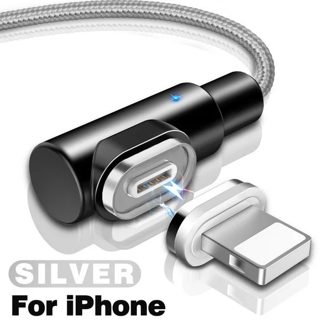 Магнитный кабель GETIHU 2.5A для быстрой зарядки iPhone 11 XS X 7, быстрая зарядка 3,0, Micro usb type C, Магнитный зарядный шнур для мобильного телефона - Цвет: For iPhone Silver