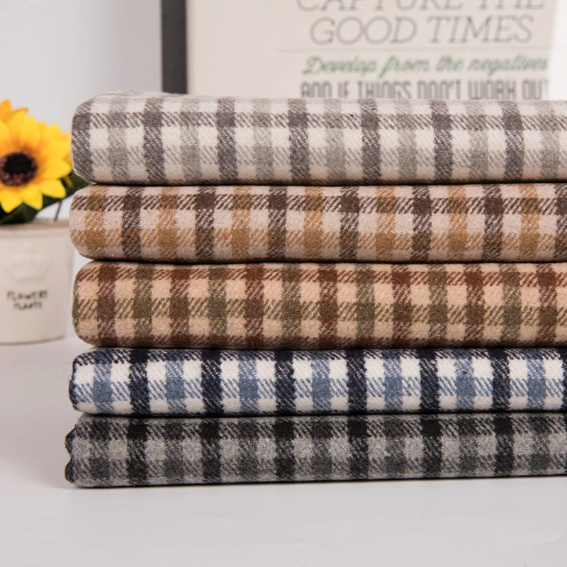 

Bazin Riche Getzner Tecidos Free Shipping Wool Blended Of Small Grid Cloth Winter Double-sided Thickening Coat Handmade Fabrics