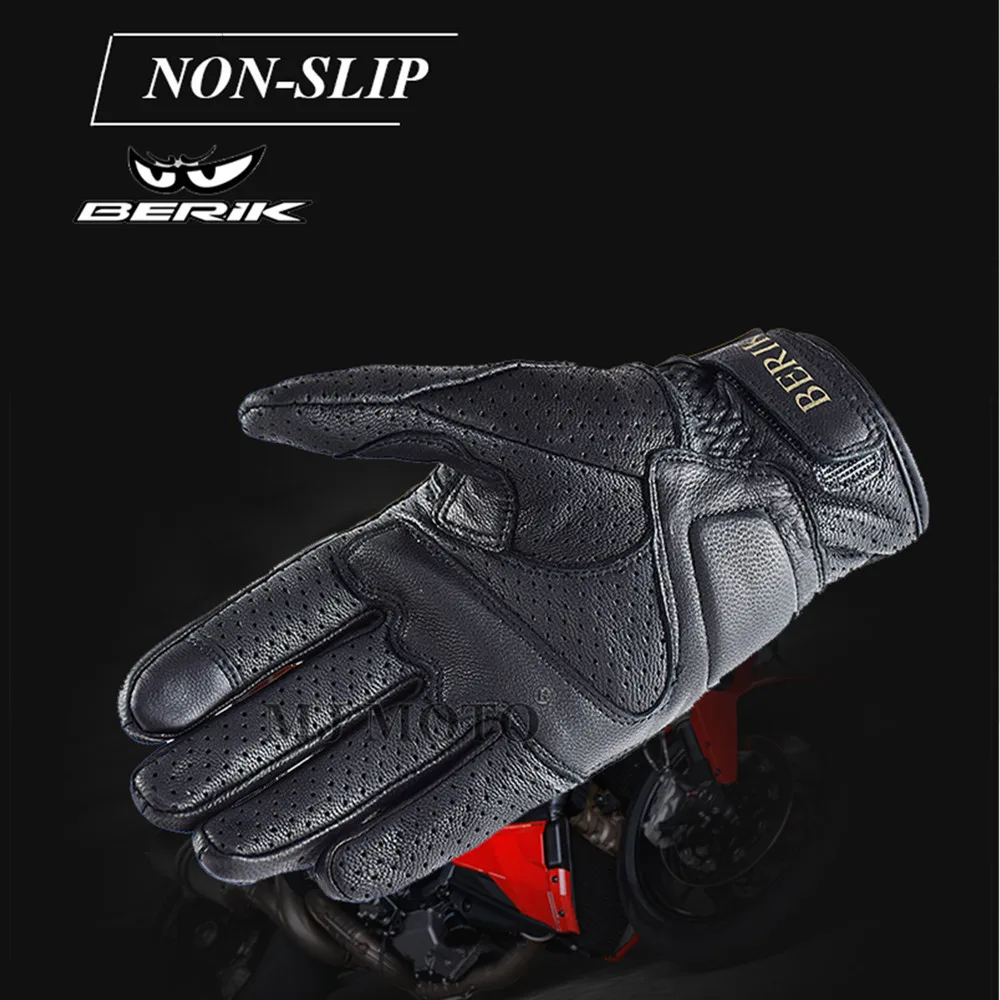 Vintage Genuine Leather Motorcycle Gloves Full Finger Motocross Biker Glove Guantes Moto Men Windproof Gloves Retro motorcycle gloves