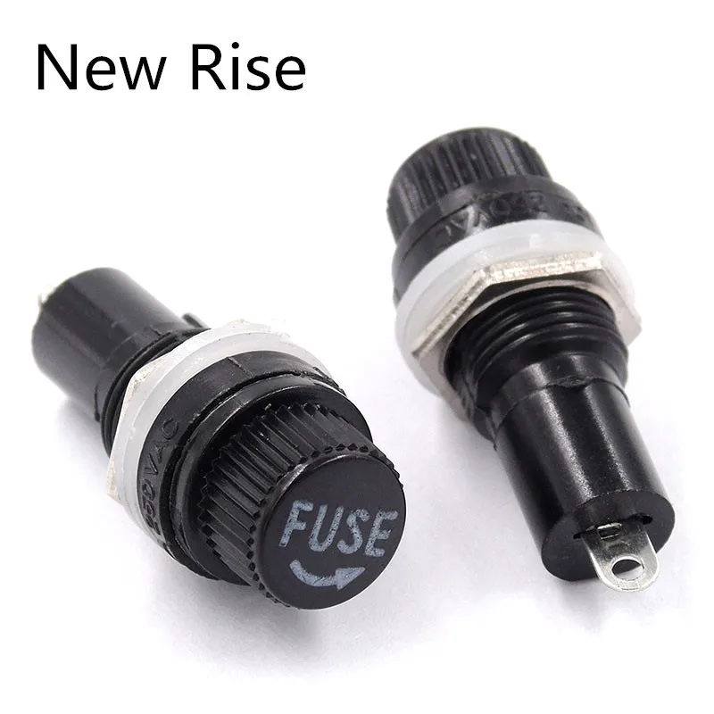 Glass Tube Fuse Holder 5Pcs Knob Type 5X20mm Tube Socket Insurance Panel Mount DC Fuse Holder