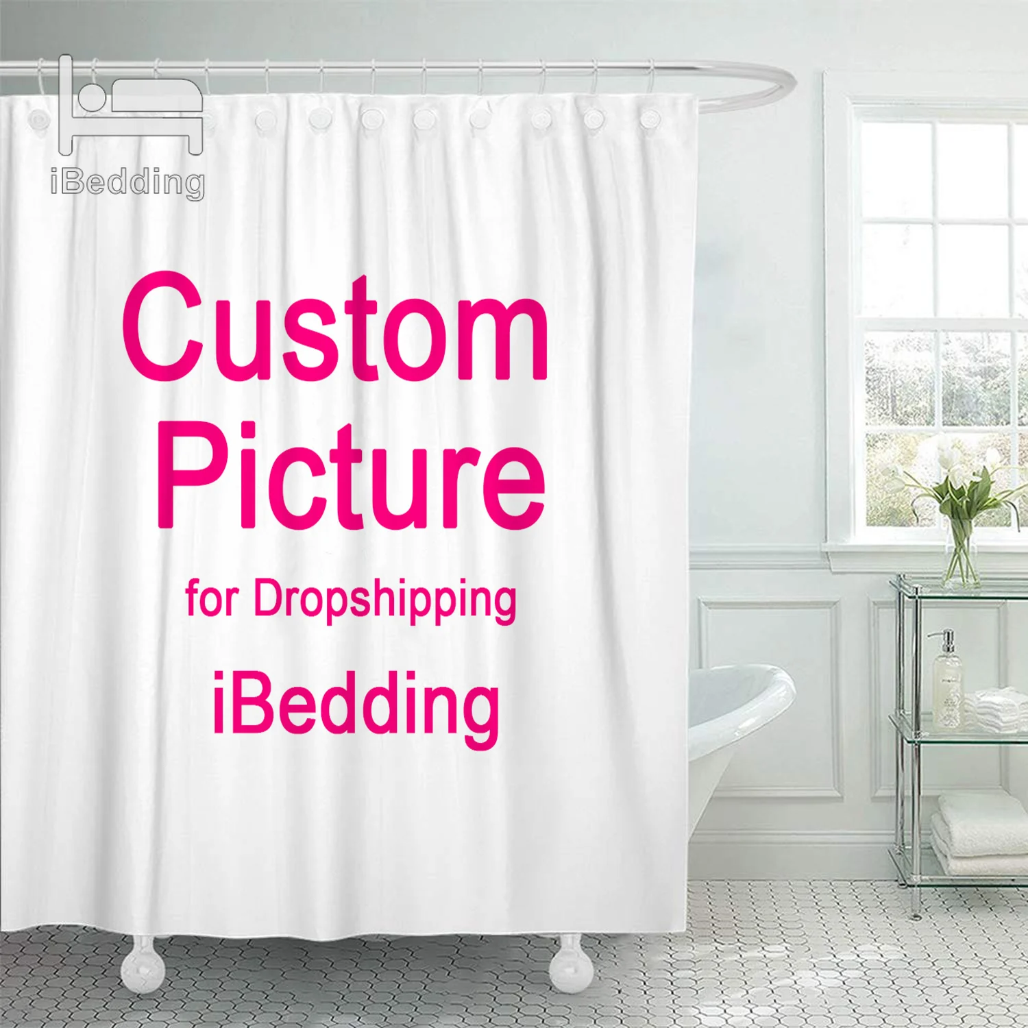 Shower Curtain Bathroom Waterproof Curtains Photo Polyester Bath Decor With Hooks