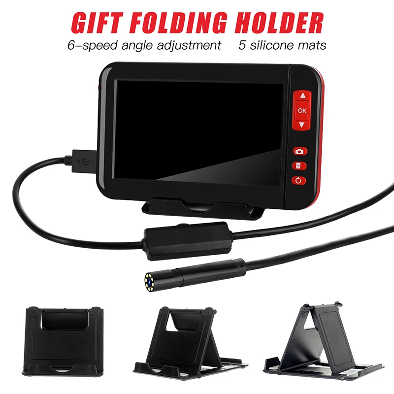 

1080P HD 4.3 inch LCD Endoscope 8MM Borescope Micro Inspection Camera with Hard Cable for Pipe Engine Inspection