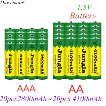 

2020 lot 1.5V AA 4100mAh Alkaline Rechargeable battery + 2800 mAh AAA Alkaline battery for LED light toy clock MP3 player