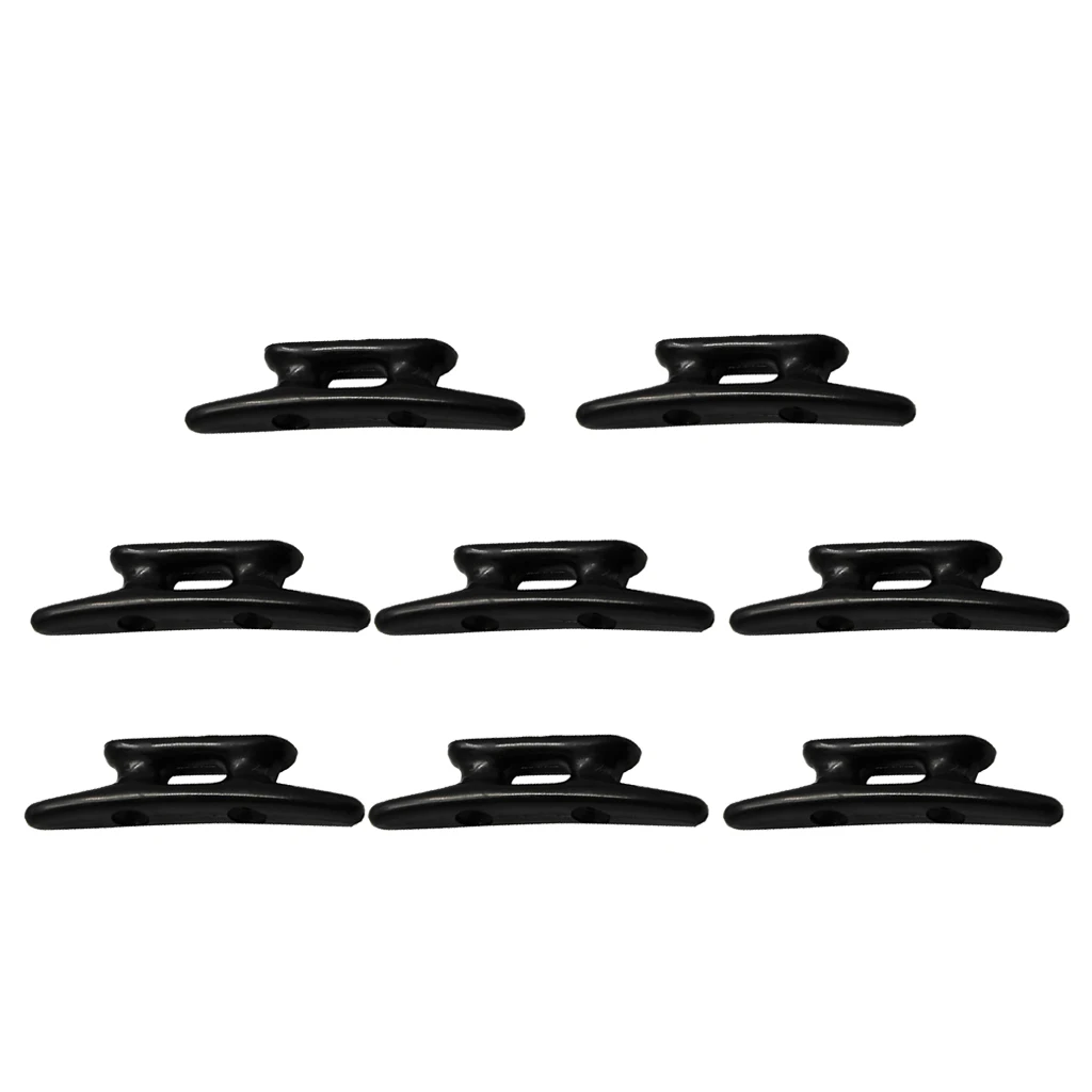 8 Pieces Black Nylon Plastic Open Base Deck Cleats For Marine Boat, 3inch