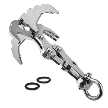 

Strong Survival Carabiner 2-in-1 Outdoor Multifunctional Grappling Hook Claw Tool Hiking Stainless Steel Gravity Hook Foldable