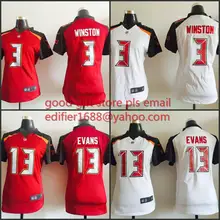Сшитые женские футболки Tampa Bay s ladies 3 Jameis Winston 13 Mike Evans с вышитыми логотипами Размеры s до XX Jersey
