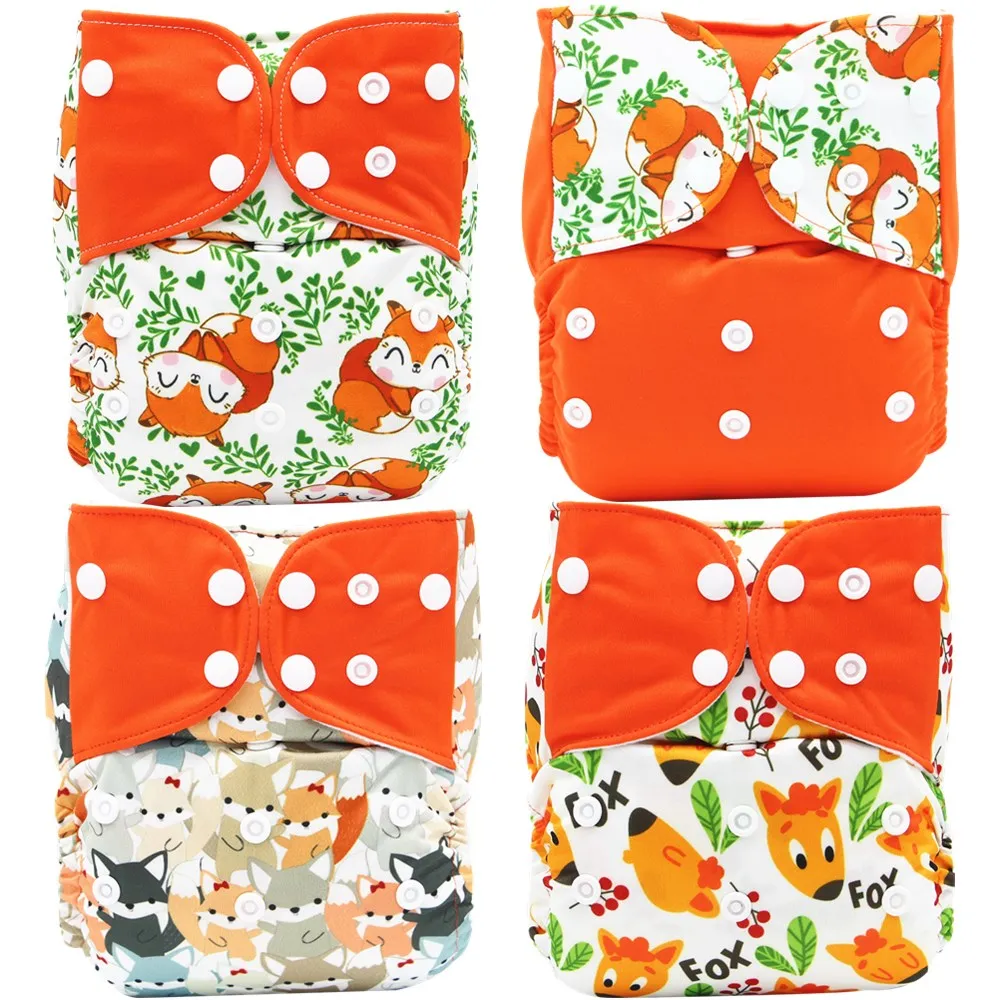2021 4pcs/set Diaper Cover Washable Eco-friendly Ecological Adjustable Baby Nappy Reusable Cloth Diapers Fit 3-15kg baby | Мать и ребенок