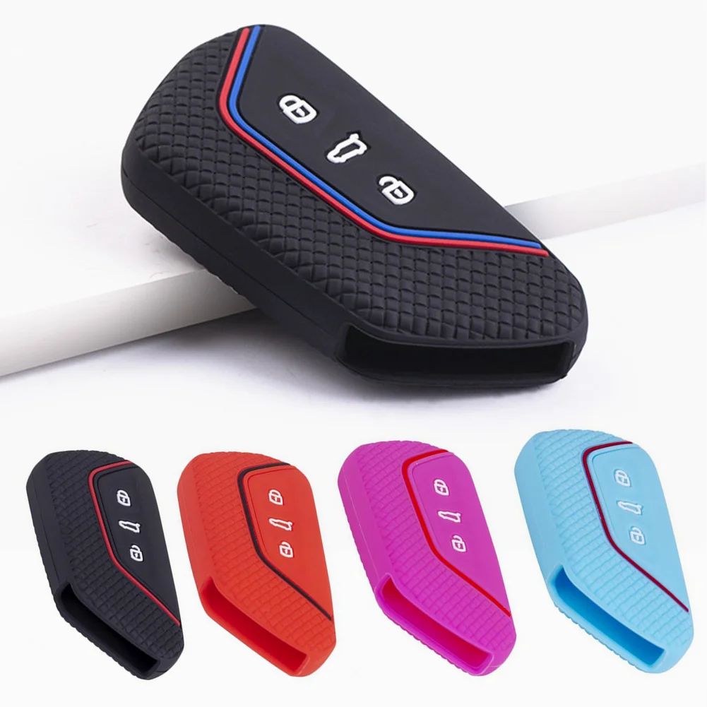 Funda de silicona para la llave del coche Protector de Auto Flip funda de llave a distancia titular de Fob para VW Volkswagen Golf 8 MK8 Passat CC Skoda asiento