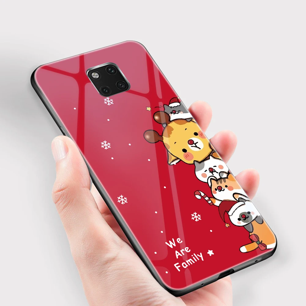 ciciber Merry Christmas Coque for Huawei P30 P20 Mate 20 30 Lite Pro Cover for Honor 10 Lite Tempered Glass Phone Cases Fundas