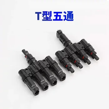 

Electrical PV Photovoltaic Connector one in four out 1pair x PV T Branch parallel connection solar Panel Cable Wire Connect 30 A