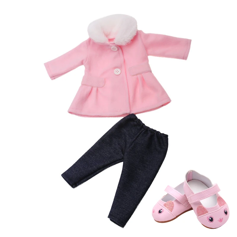 18 дюймов девушки кукла платье Купальник конфеты набор кружевная юбка с обувью Американская Одежда для новорожденных детские игрушки подходит 43 см куклы c740 - Цвет: Pink