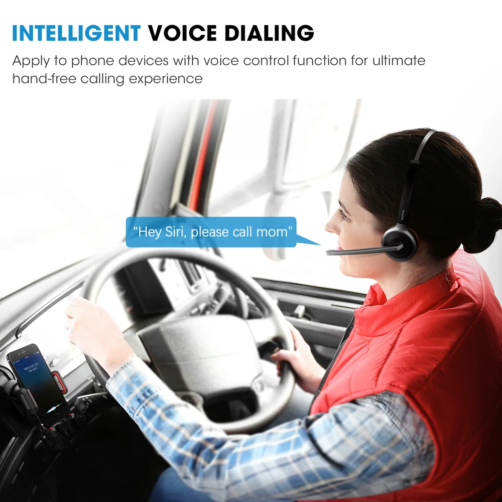 Mpow M5 Bluetooth 5 0 Headset Wireless Over Head Noise Canceling Headphones With Crystal Clear Microphone For Trucker Driver