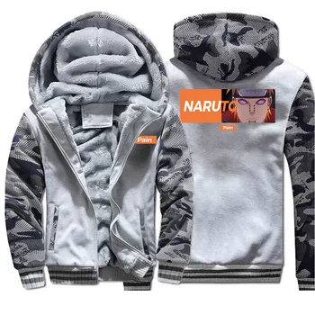 

Naruto men's hooded hoodie camouflage fleece long-sleeved sweatshirt double-sided printing 2019 autumn and winter warm clothing