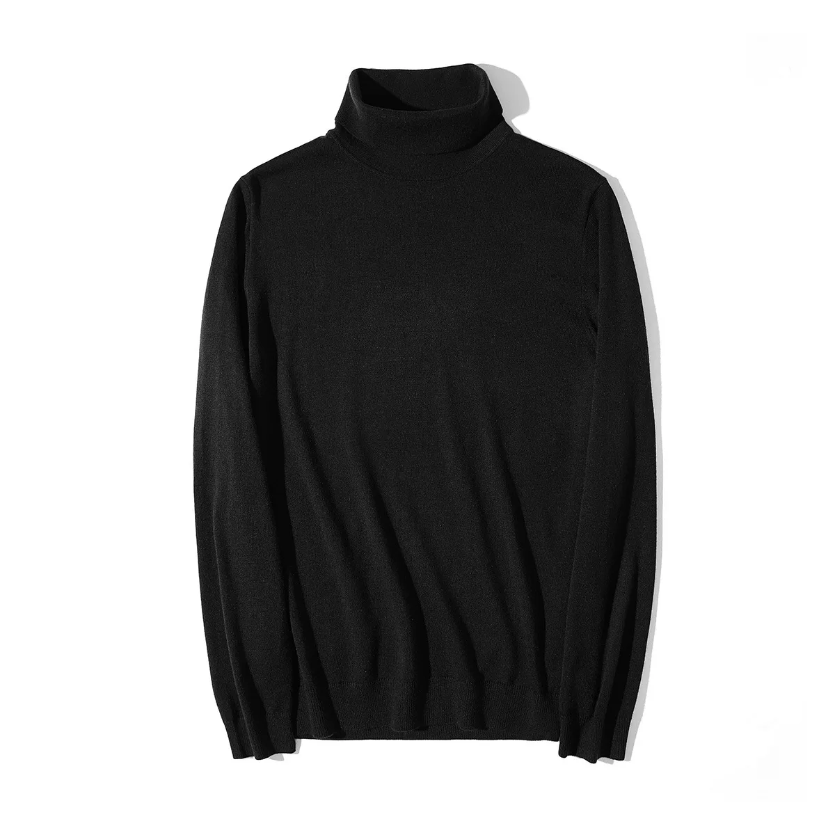 Модный мужской шерстяной вязаный свитер с высоким воротом, теплые пуловеры на осень и зиму - Цвет: black