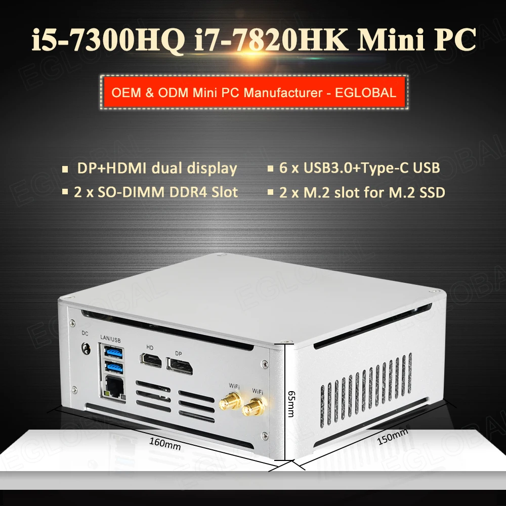 Высокопроизводительный игровой мини-ПК Core i5 7300HQ I7 7820HK 64 Гб DDR4 Windows 10 pro компьютер M.2