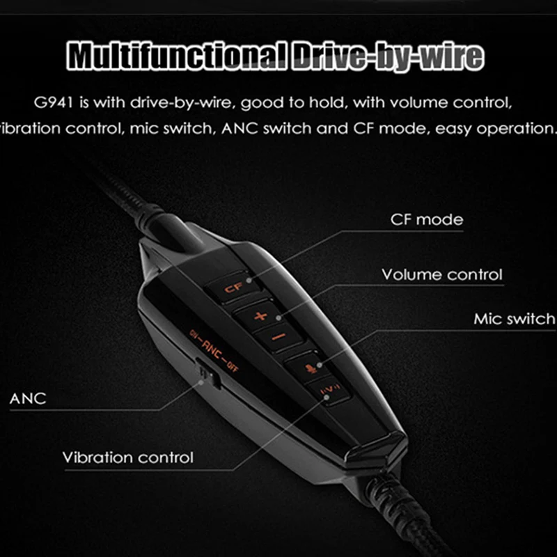  Somic G941 USB Gaming Headset Active Noise Cancelling 7.1 Virtual Surround Sound Headphone with Mic