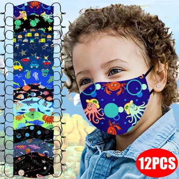 

Headband mascarilla mascarar 12PC Children's Adjustable Windproof Reusable Printed Face Mask máscara facial protectora бандана#1