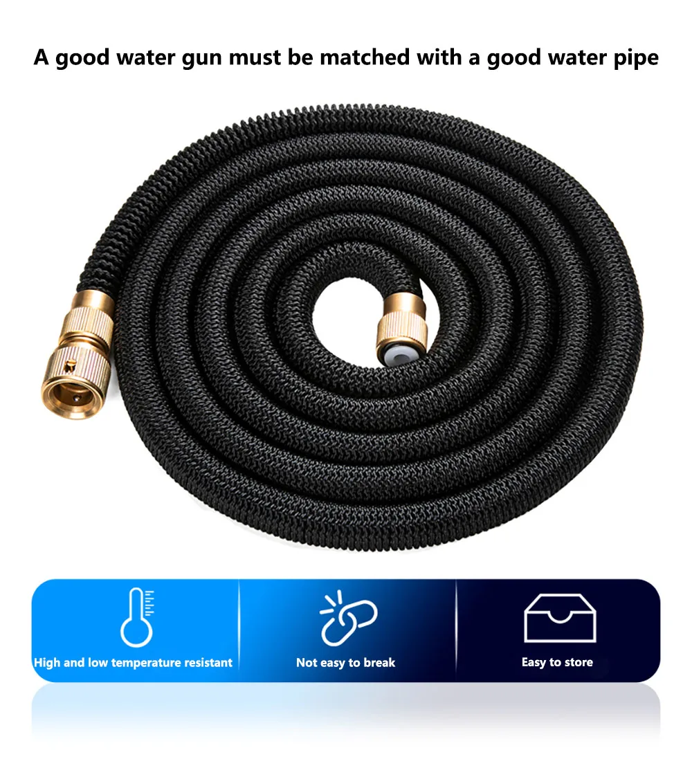 The Expandable Flexible Water Hose with Spray Gun is a must-have for any garden. With the ability to quickly expand up to 3x its original length and a built-in spray gun, you can easily water plants and clean hard-to-reach spaces.