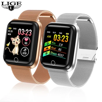 

LIGE Smart Watch Women Sports Smart Bracelet IP67 Waterproof Watch Pedometer Heart Rate Monitor LED color screen for Android ios