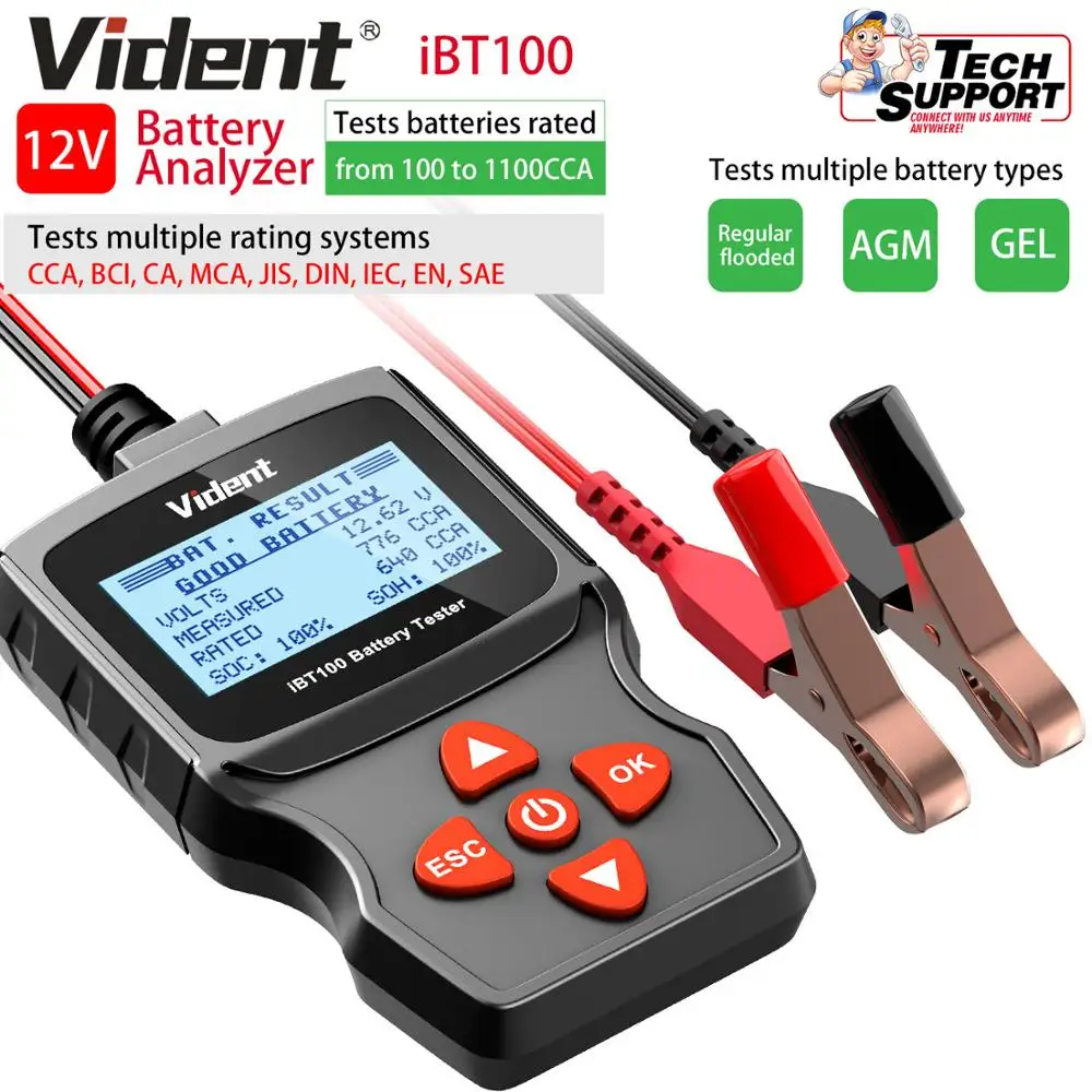 Тестер батареи Vident iBT100 12 В автомобильный тестер 100-1100CCA |